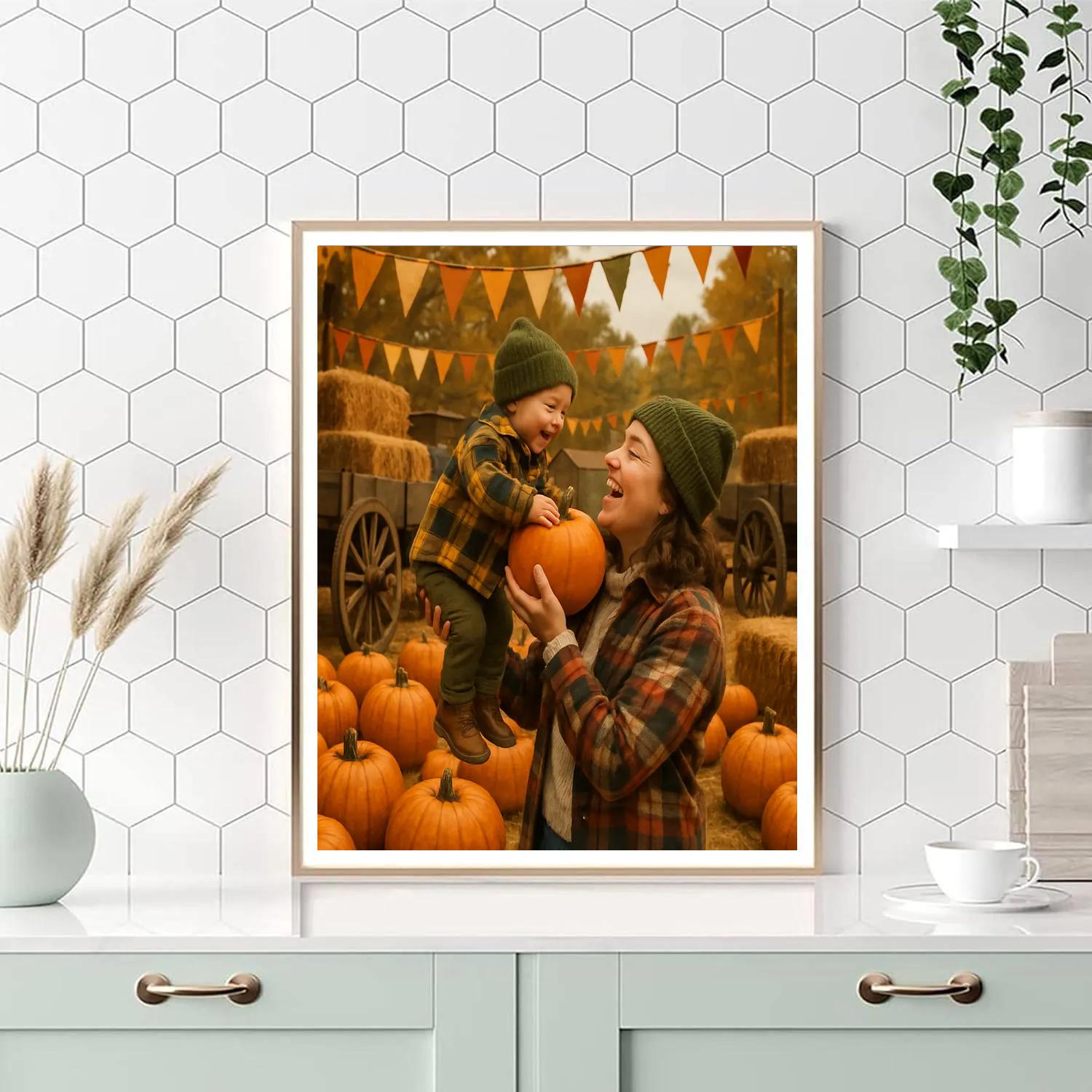 Harvest Pumpkin Picking Paint by numbers kits