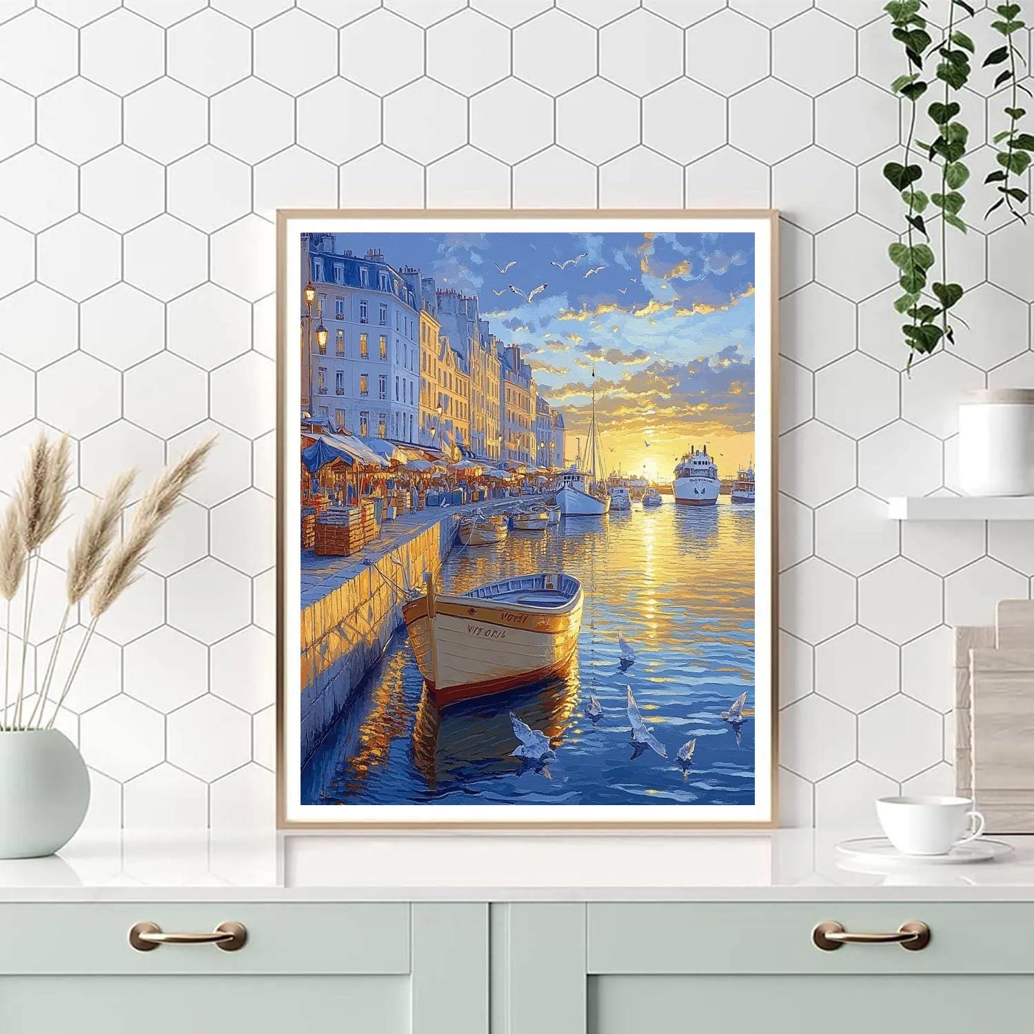 Old Port Morning Light Marseille France Painting by numbers kit