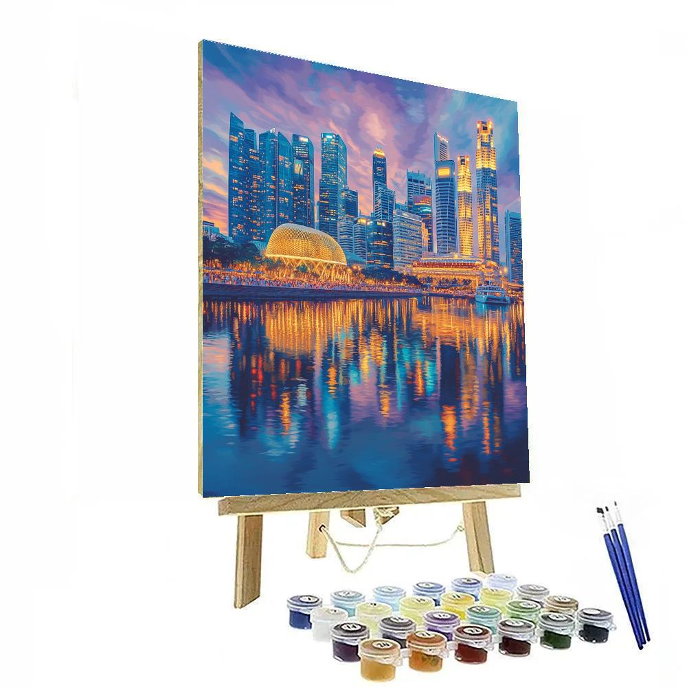Marina Bay Skyline At Dusk Singapore painting number kit