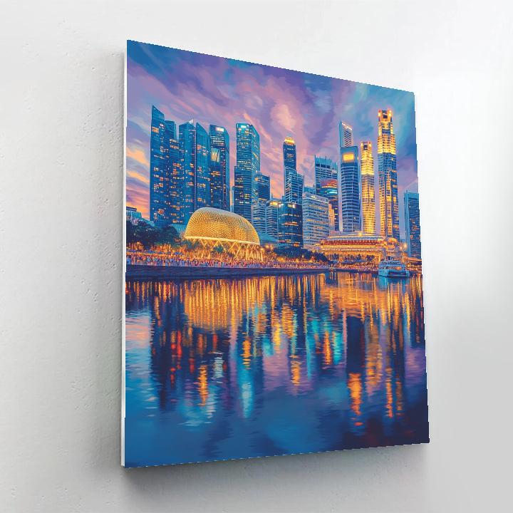 Marina Bay Skyline At Dusk Singapore painting number kit