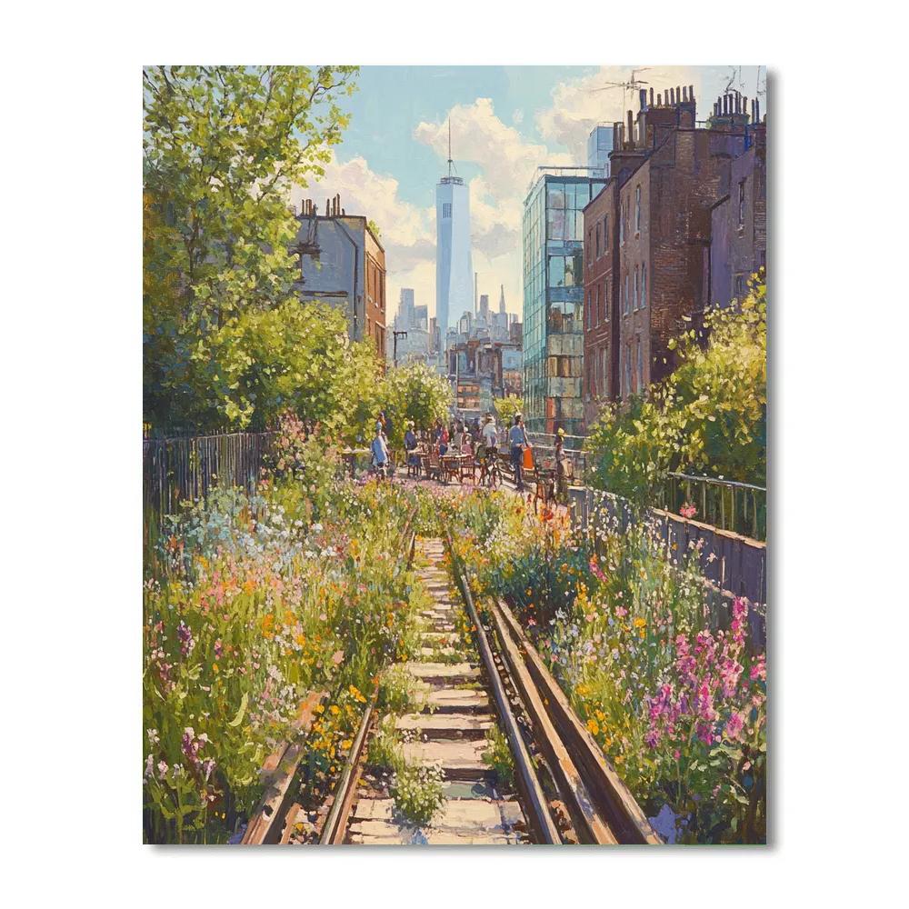 High Line Elevated Park Summer Stroll New York United States Numbered painting kits