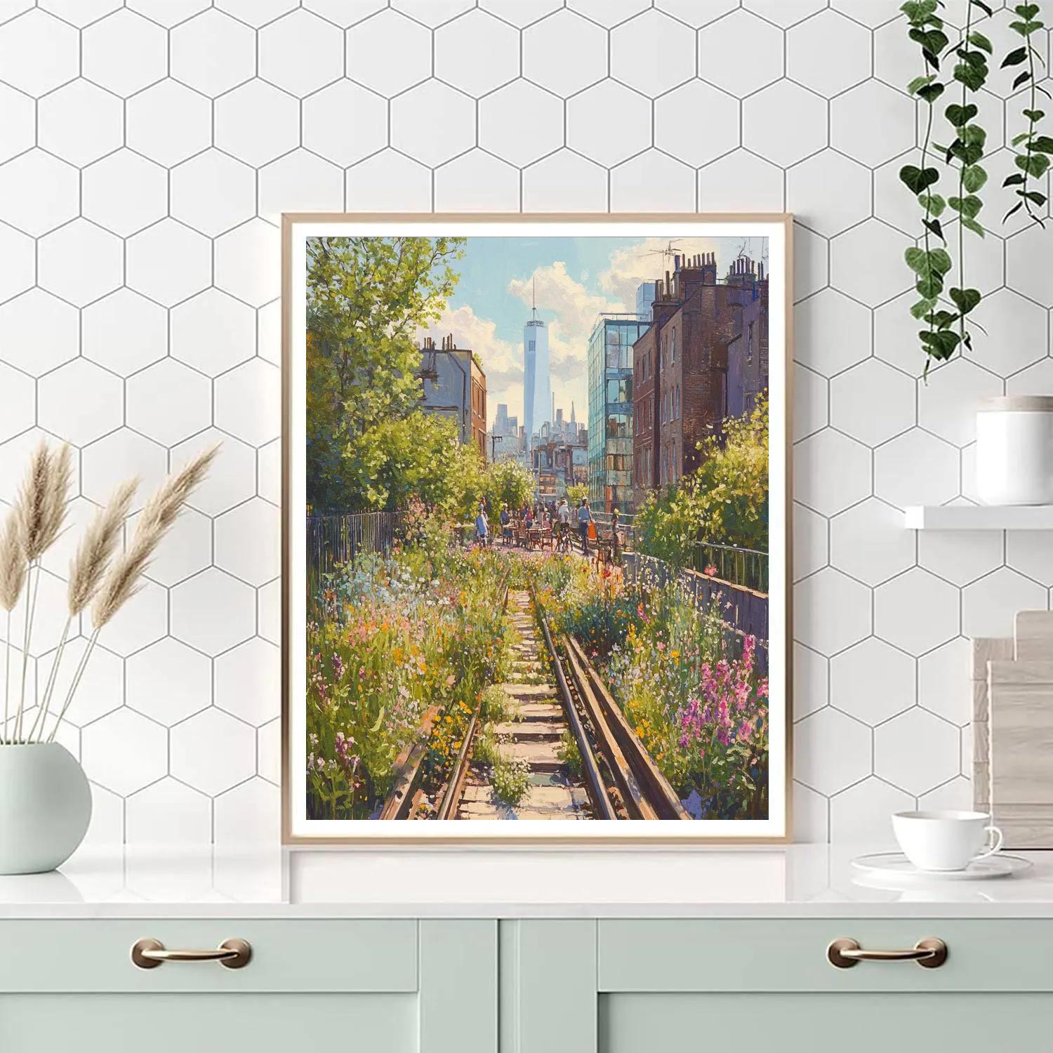 High Line Elevated Park Summer Stroll New York United States Numbered painting kits