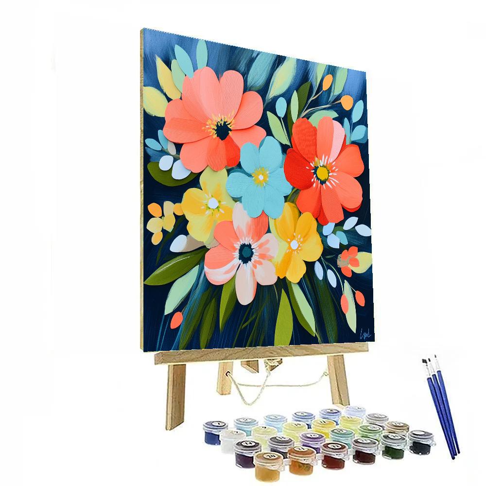 Matisse Inspired Paper Cut Flowers DIY paint by numbers