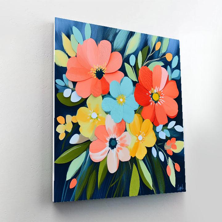 Matisse Inspired Paper Cut Flowers DIY paint by numbers