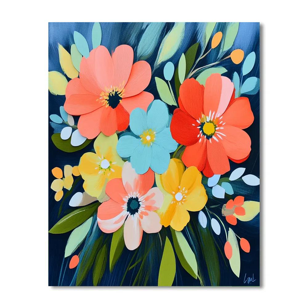 Matisse Inspired Paper Cut Flowers DIY paint by numbers