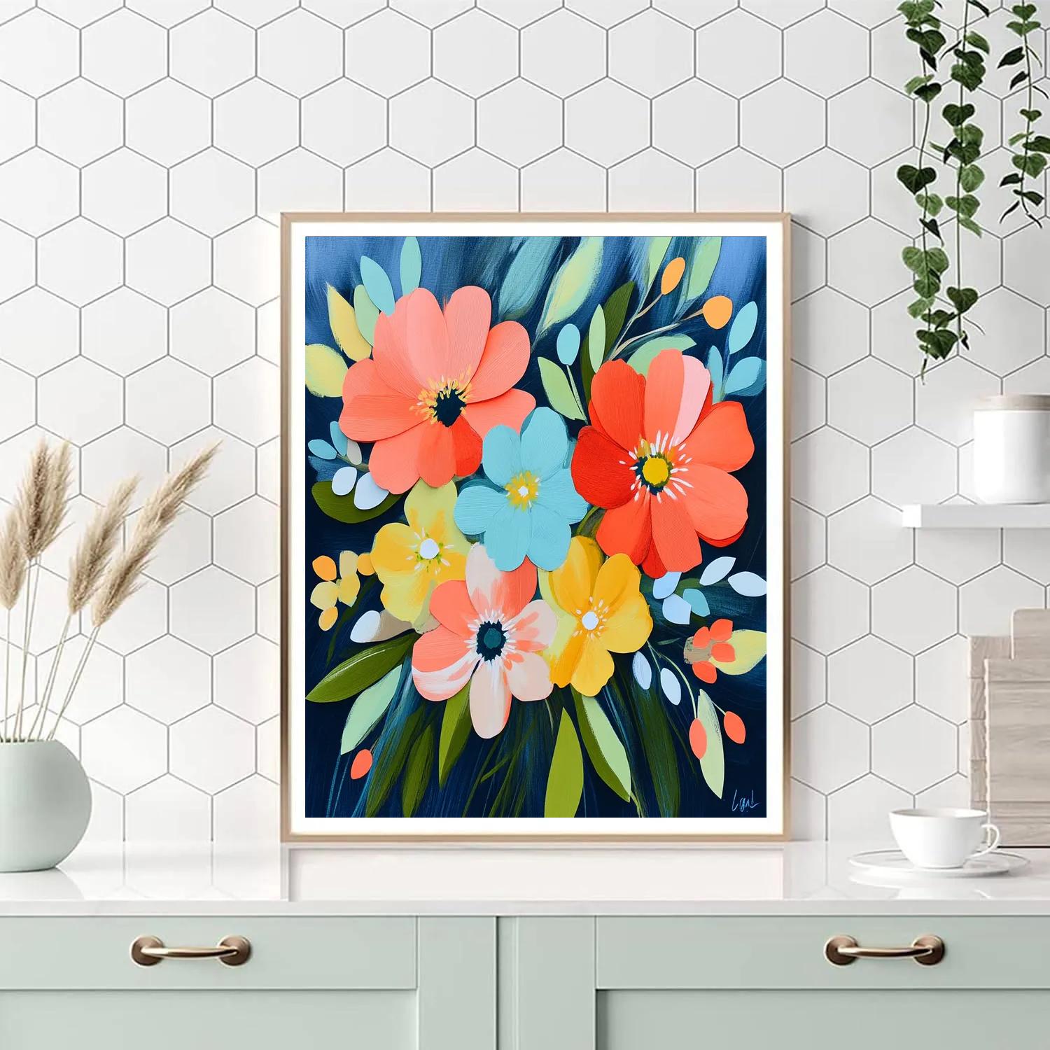 Matisse Inspired Paper Cut Flowers DIY paint by numbers