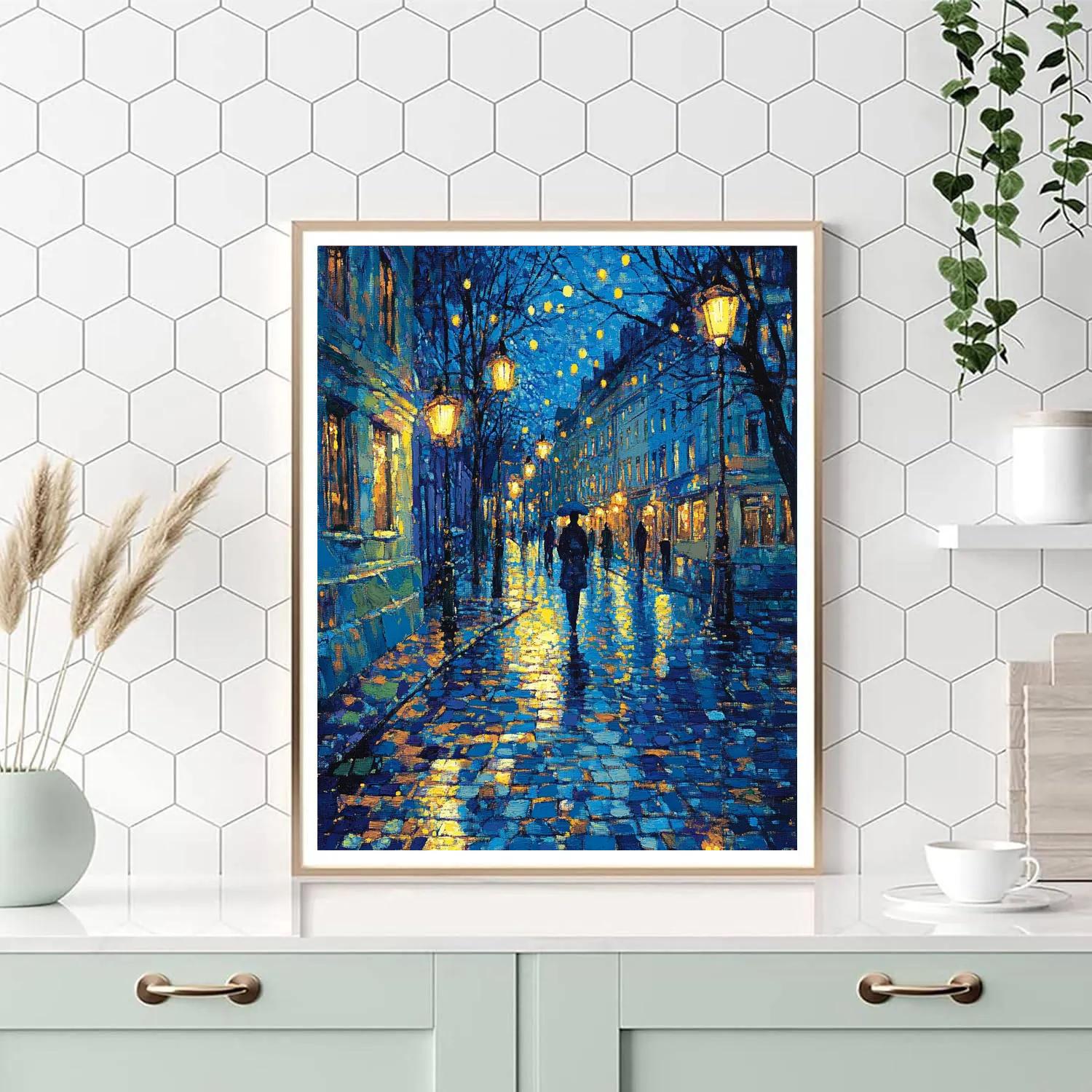 Seurat Inspired Pointillist Citylights paint by numbers