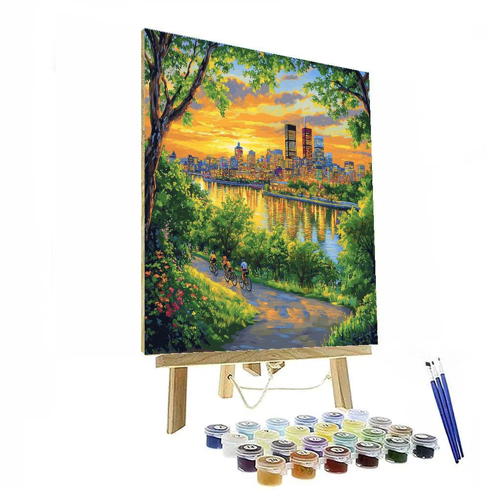 Skyline View From Mount Royal Park Summer Evening Montreal Canada Numbered painting kits