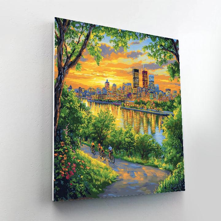 Skyline View From Mount Royal Park Summer Evening Montreal Canada Numbered painting kits
