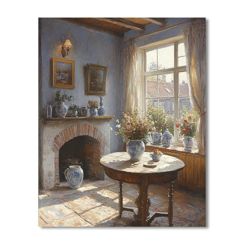 Vermeer Inspired Quiet Cafe Interior paint by color