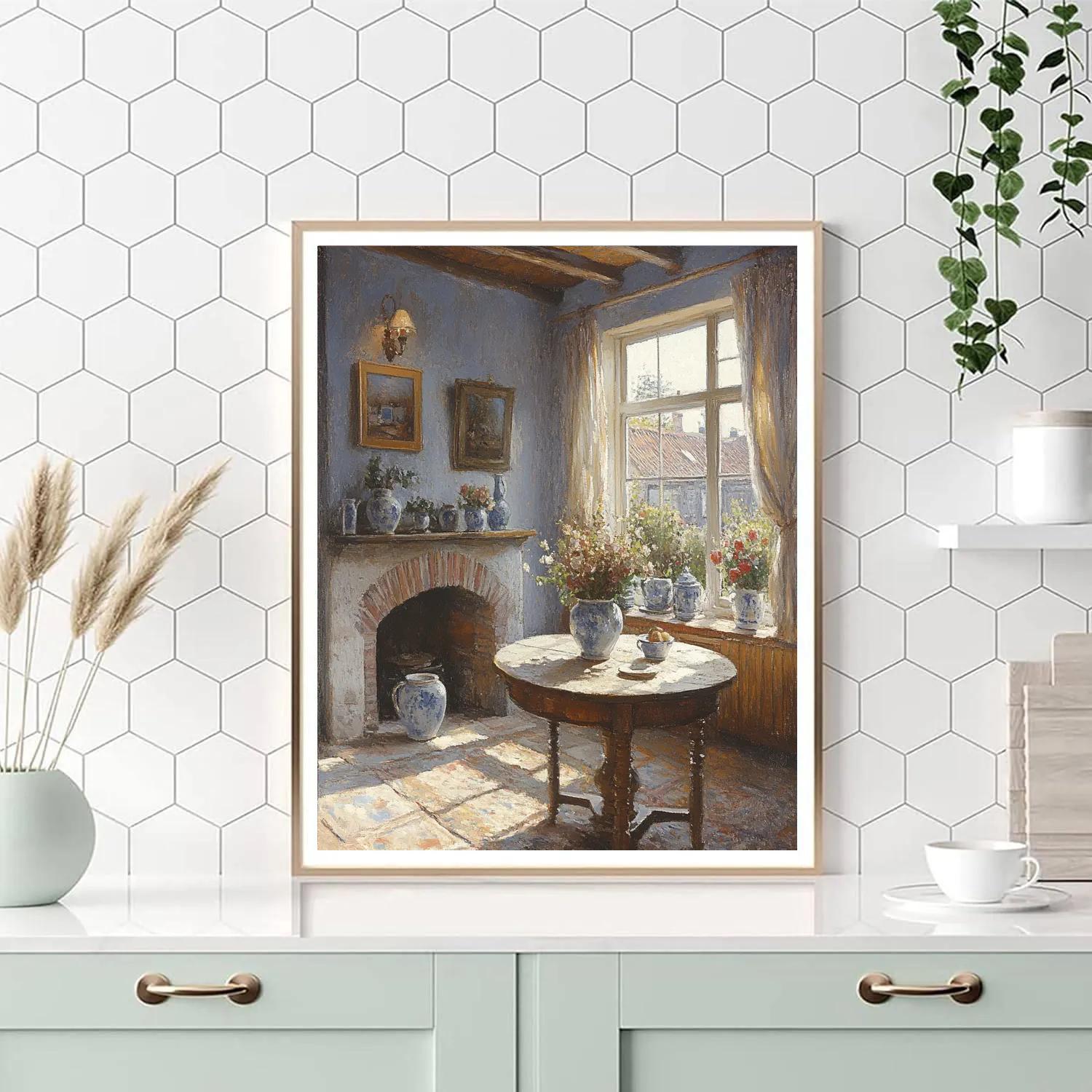 Vermeer Inspired Quiet Cafe Interior paint by color