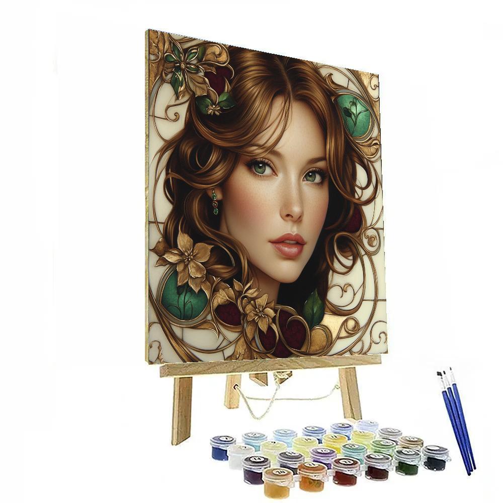 Klimt Inspired Floral Portrait Number painting