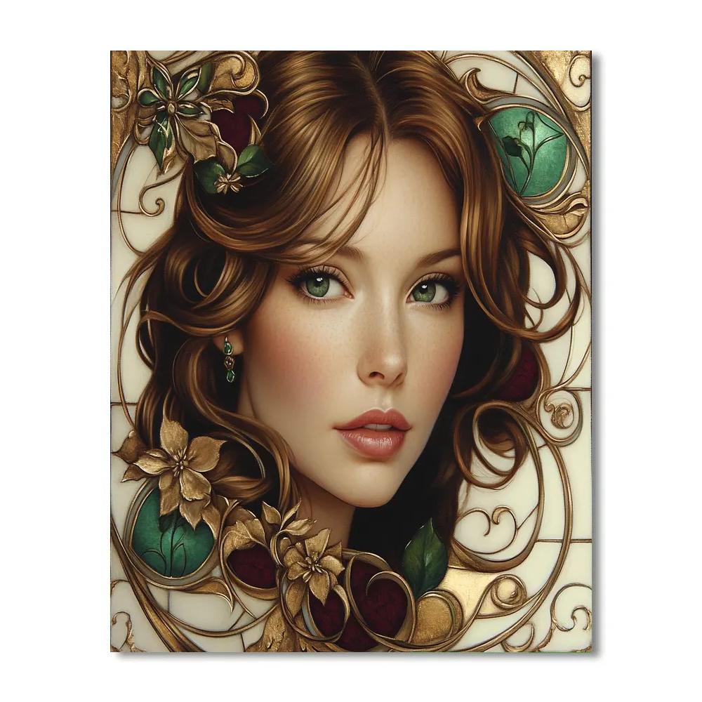 Klimt Inspired Floral Portrait Number painting