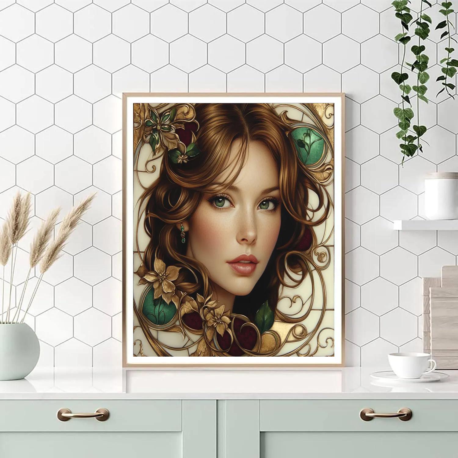 Klimt Inspired Floral Portrait Number painting