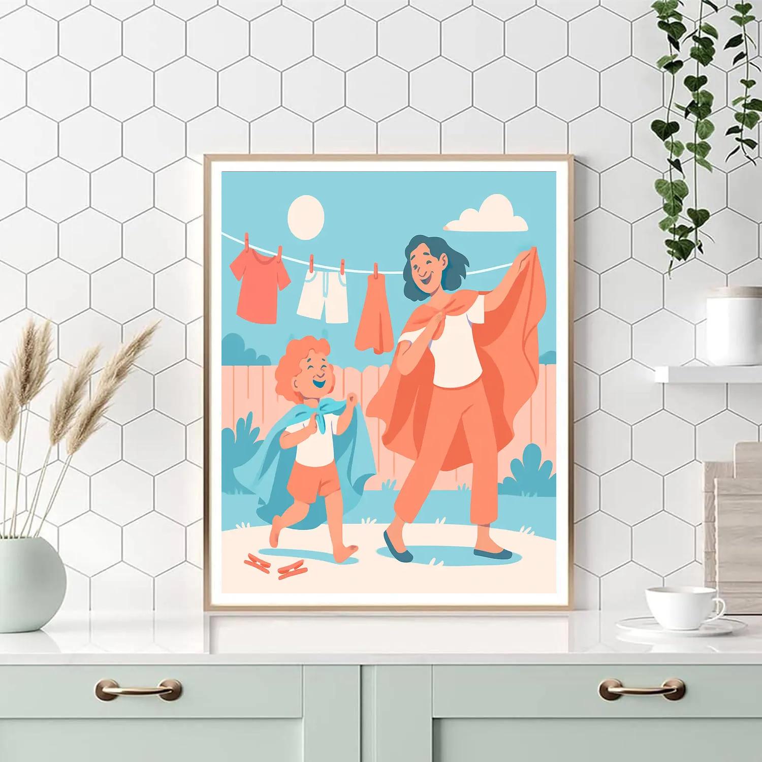 Clothesline Fashion Show Painting by numbers kit