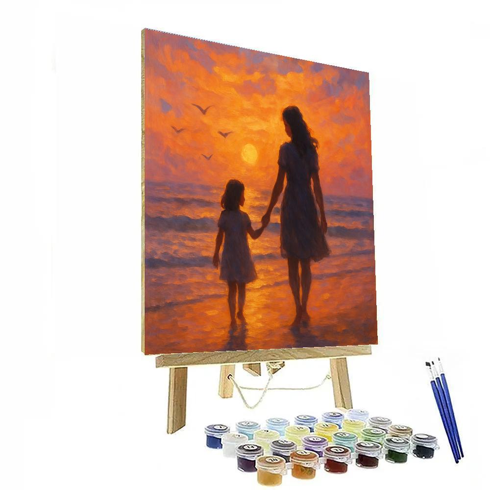 Sunset Stroll With Mom paint by numbers