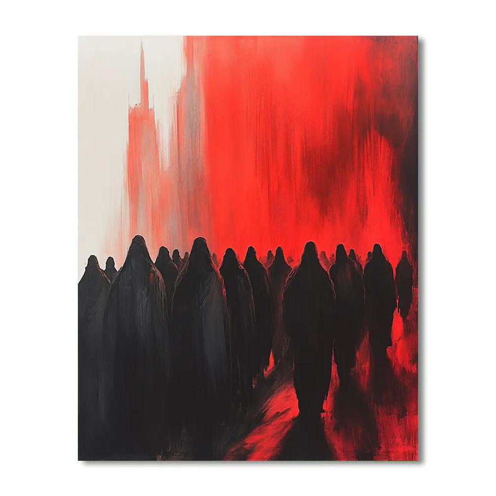 Goya Inspired Dramatic Procession paint by color