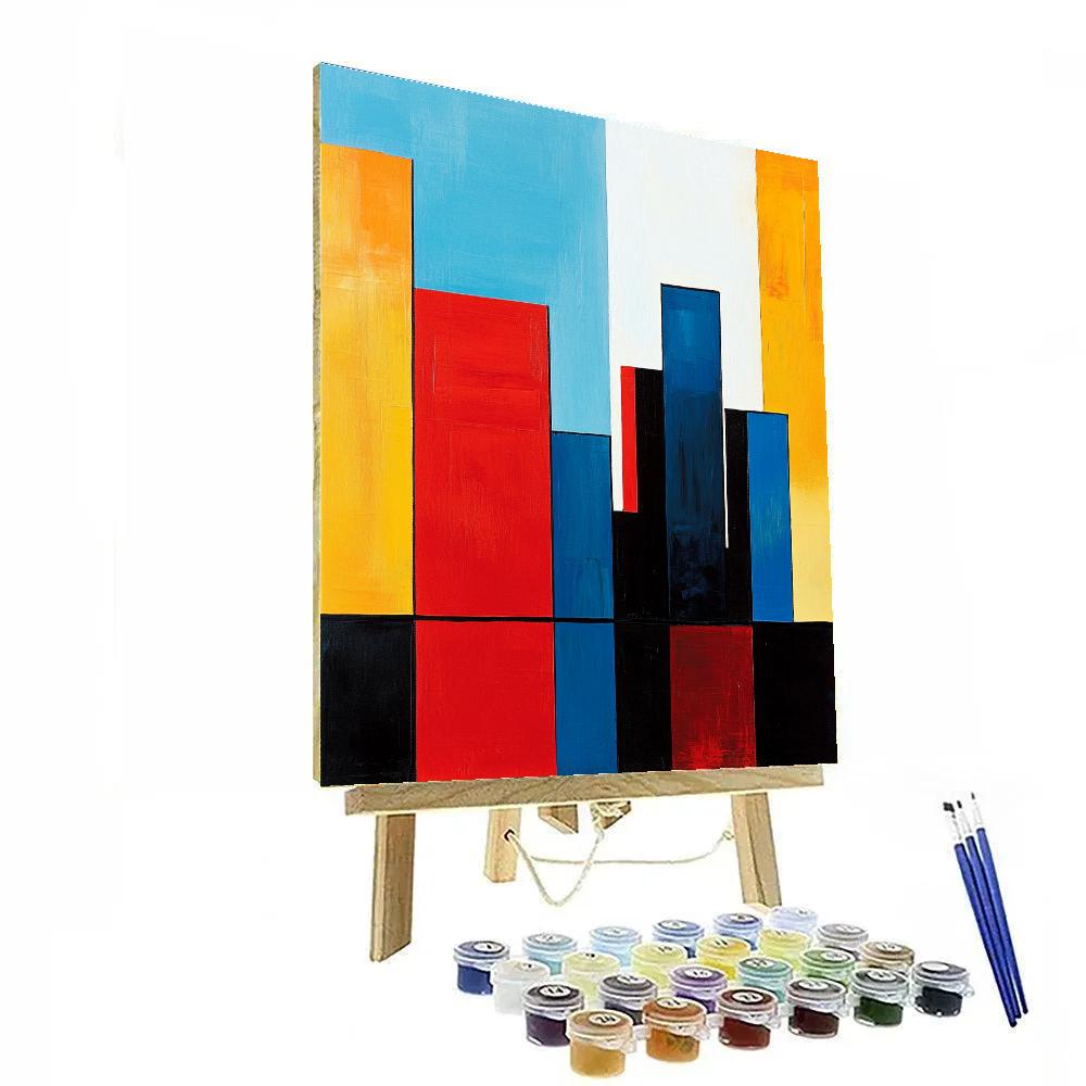 Mondrian Inspired Futuristic Skyline paint by numbers