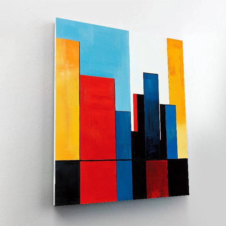 Mondrian Inspired Futuristic Skyline paint by numbers