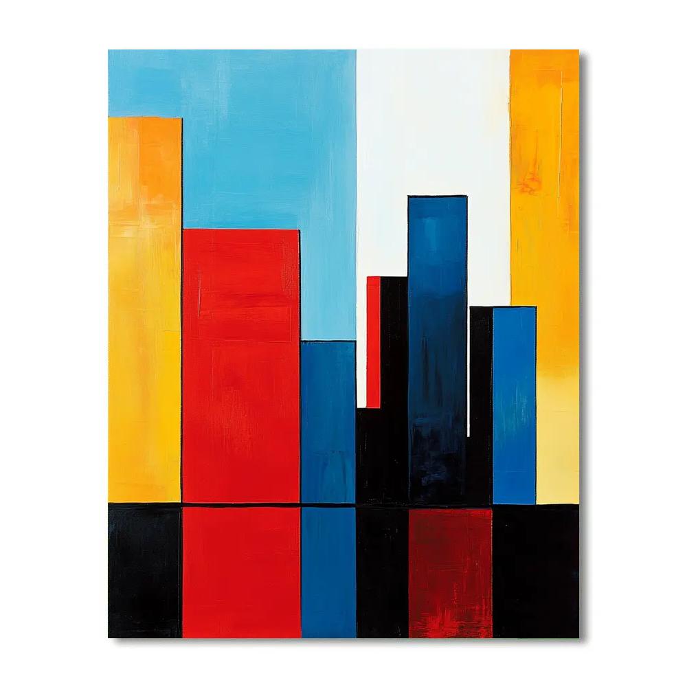 Mondrian Inspired Futuristic Skyline paint by numbers