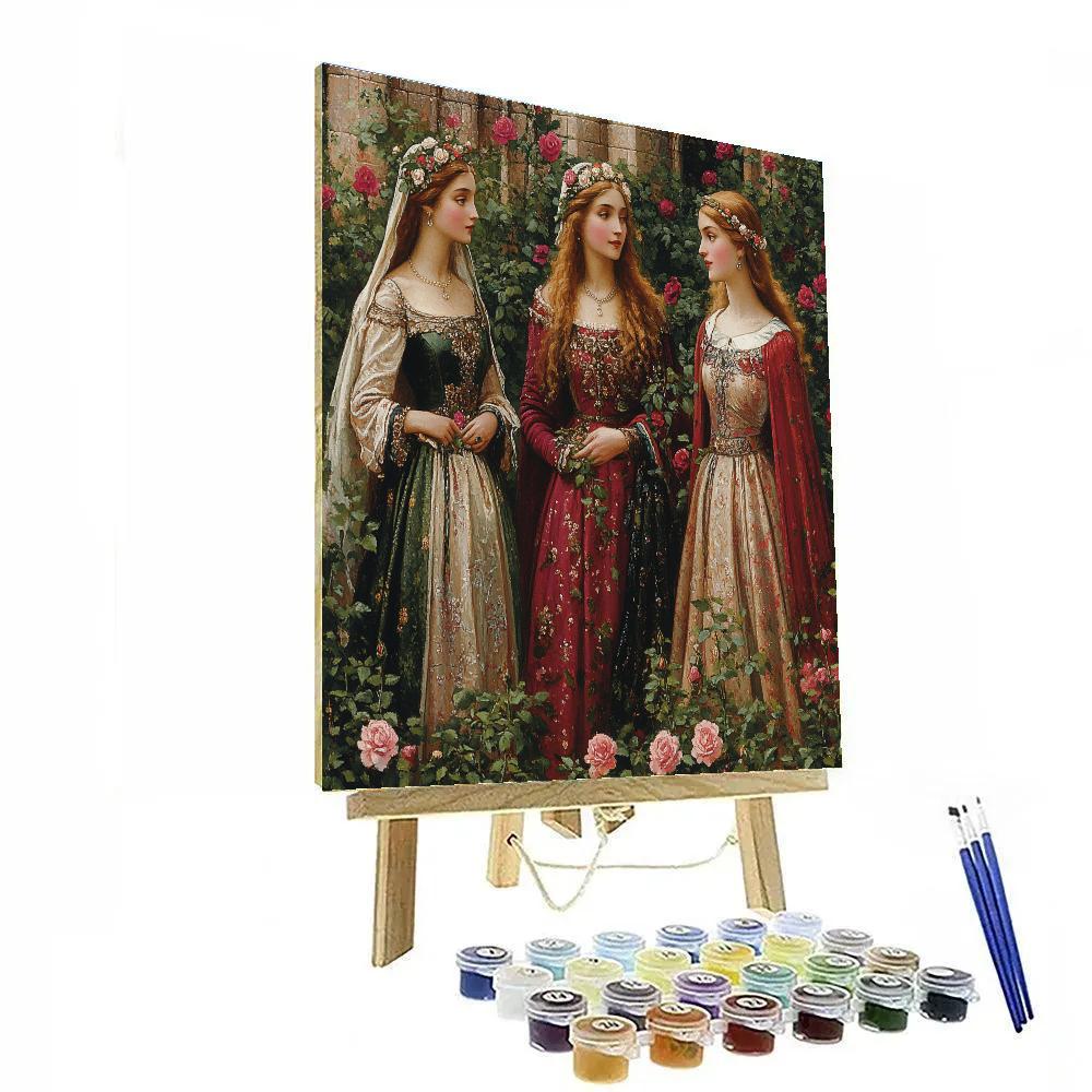 Dante Gabriel Rossetti Inspired Lovers In A Garden Numbered painting kits