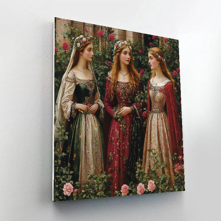 Dante Gabriel Rossetti Inspired Lovers In A Garden Numbered painting kits