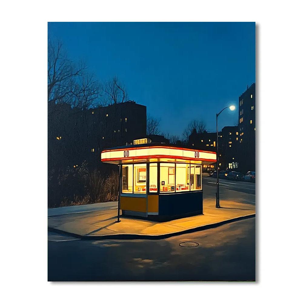 Edward Hopper Inspired Lonely Diner Paint by numbers art