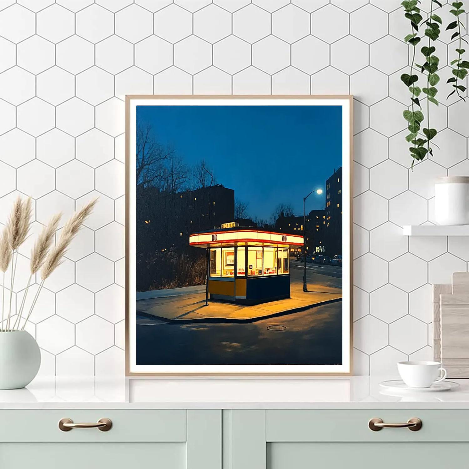Edward Hopper Inspired Lonely Diner Paint by numbers art