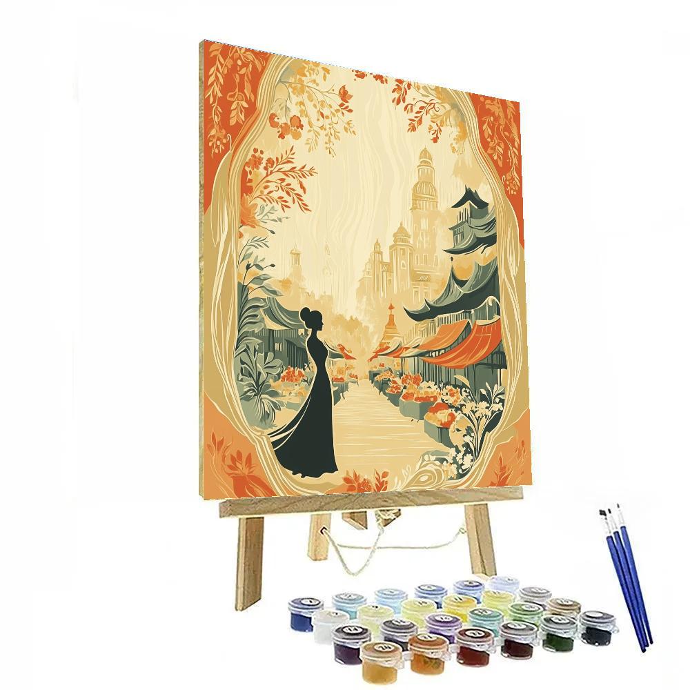 Alphonse Mucha Inspired Market Maid paint by number