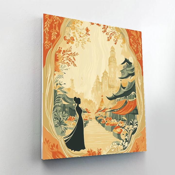 Alphonse Mucha Inspired Market Maid paint by number