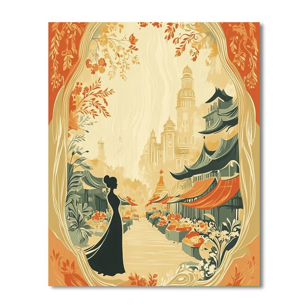 Alphonse Mucha Inspired Market Maid paint by number