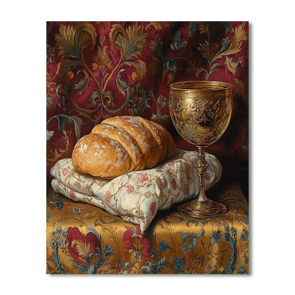Van Eyck Inspired Still Life With Bread And Wine Painting by numbers kit