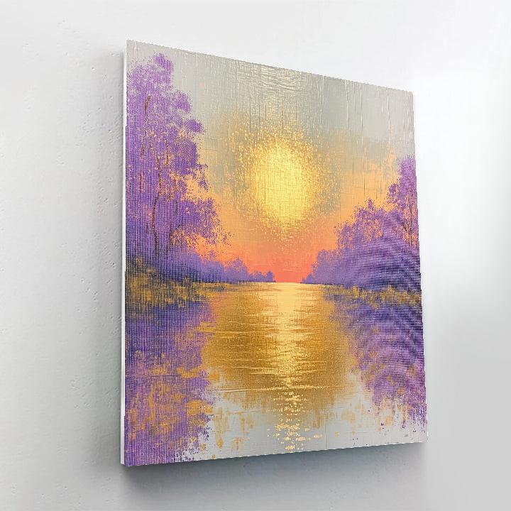 Seurat Inspired Sunset Over Lake Paint by numbers art
