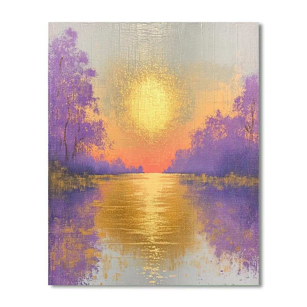 Seurat Inspired Sunset Over Lake Paint by numbers art
