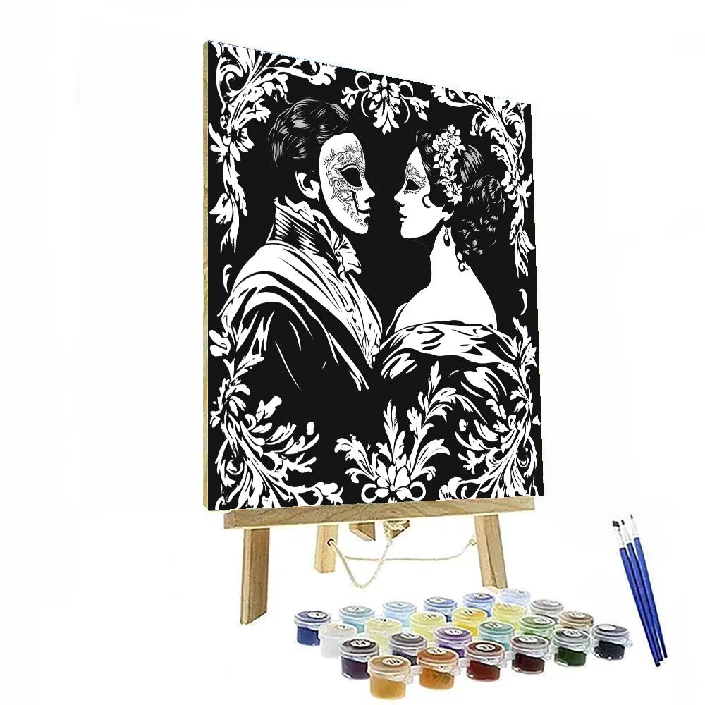 Aubrey Beardsley Inspired Masquerade Poster Paint by numbers art
