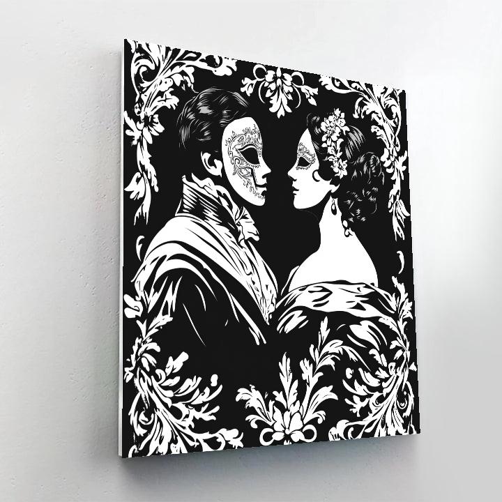 Aubrey Beardsley Inspired Masquerade Poster Paint by numbers art