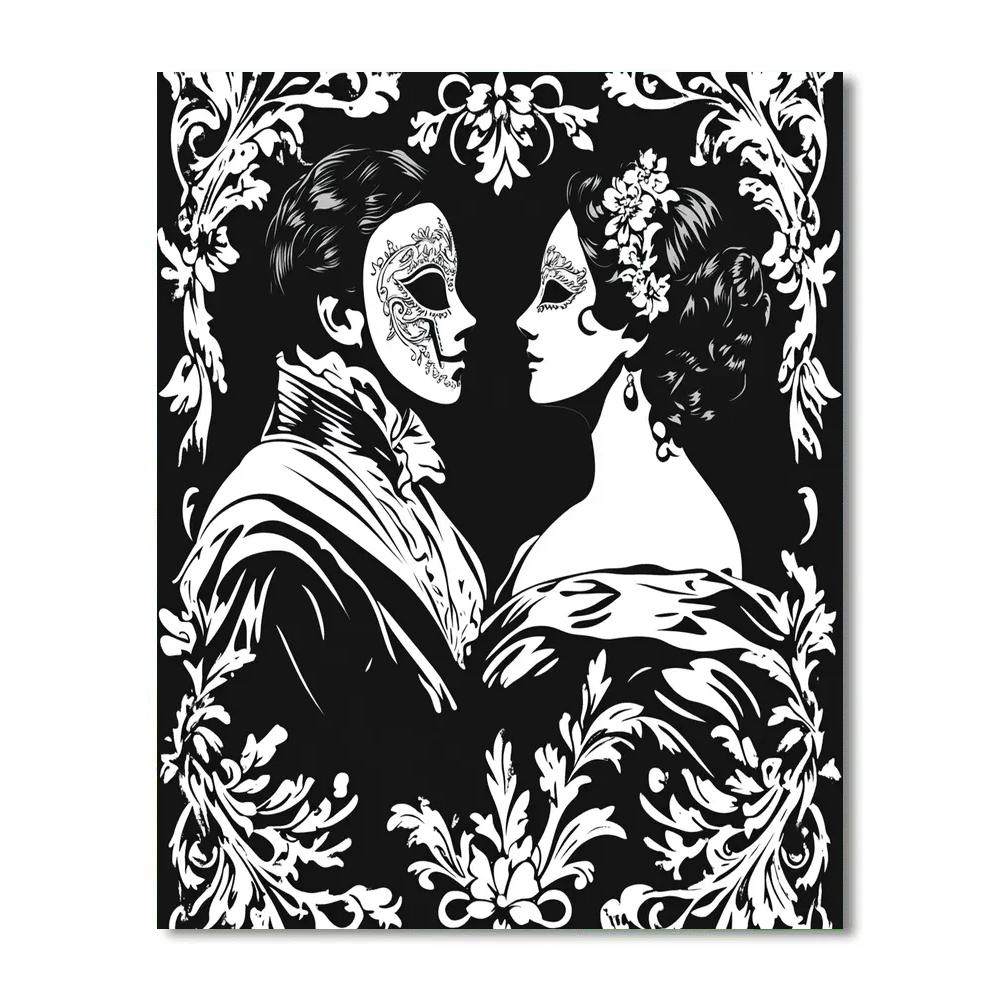 Aubrey Beardsley Inspired Masquerade Poster Paint by numbers art