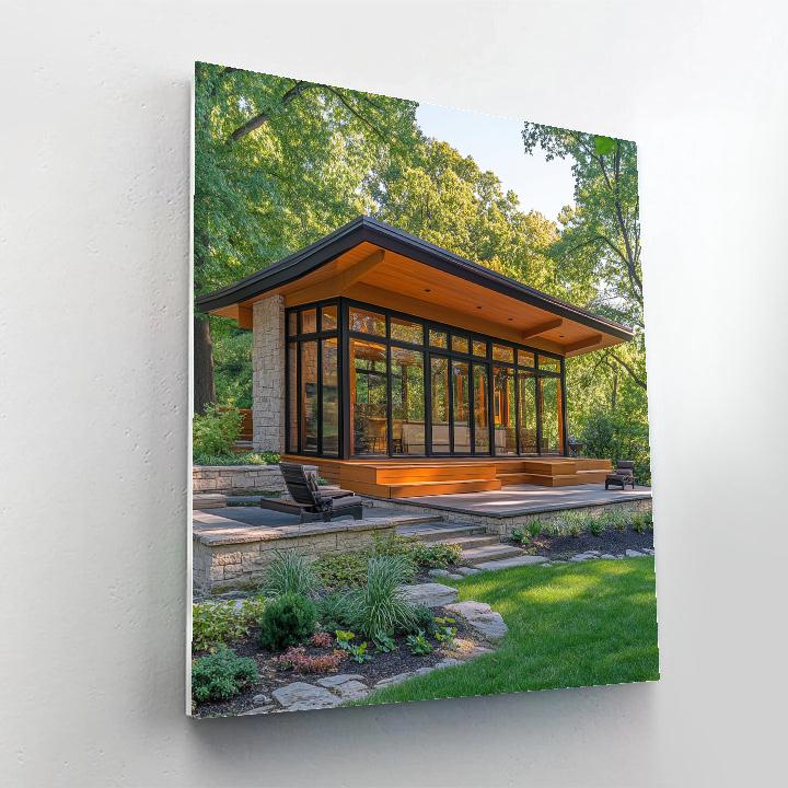 Frank Lloyd Wright Inspired Garden Pavilion painting number kit