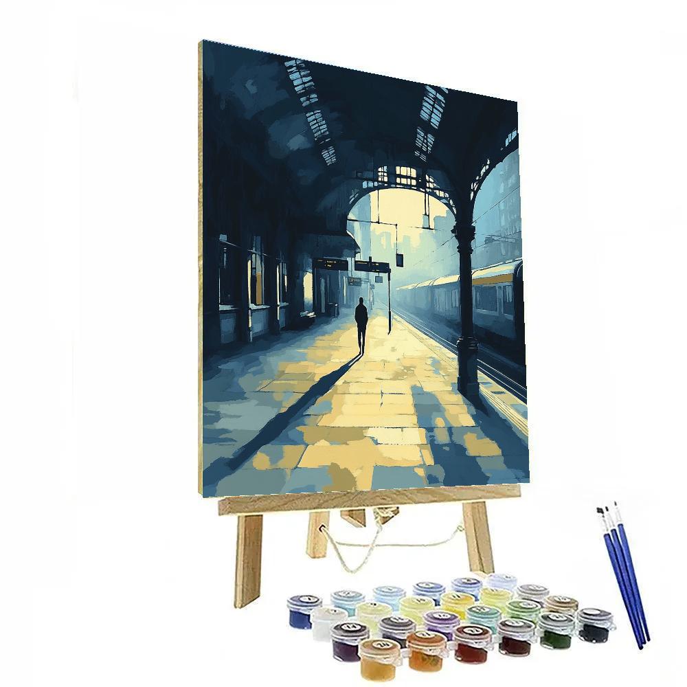 Hopper Inspired Train Platform Dawn Painting by numbers kit