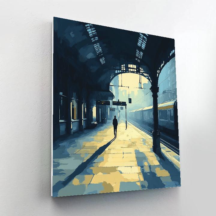 Hopper Inspired Train Platform Dawn Painting by numbers kit