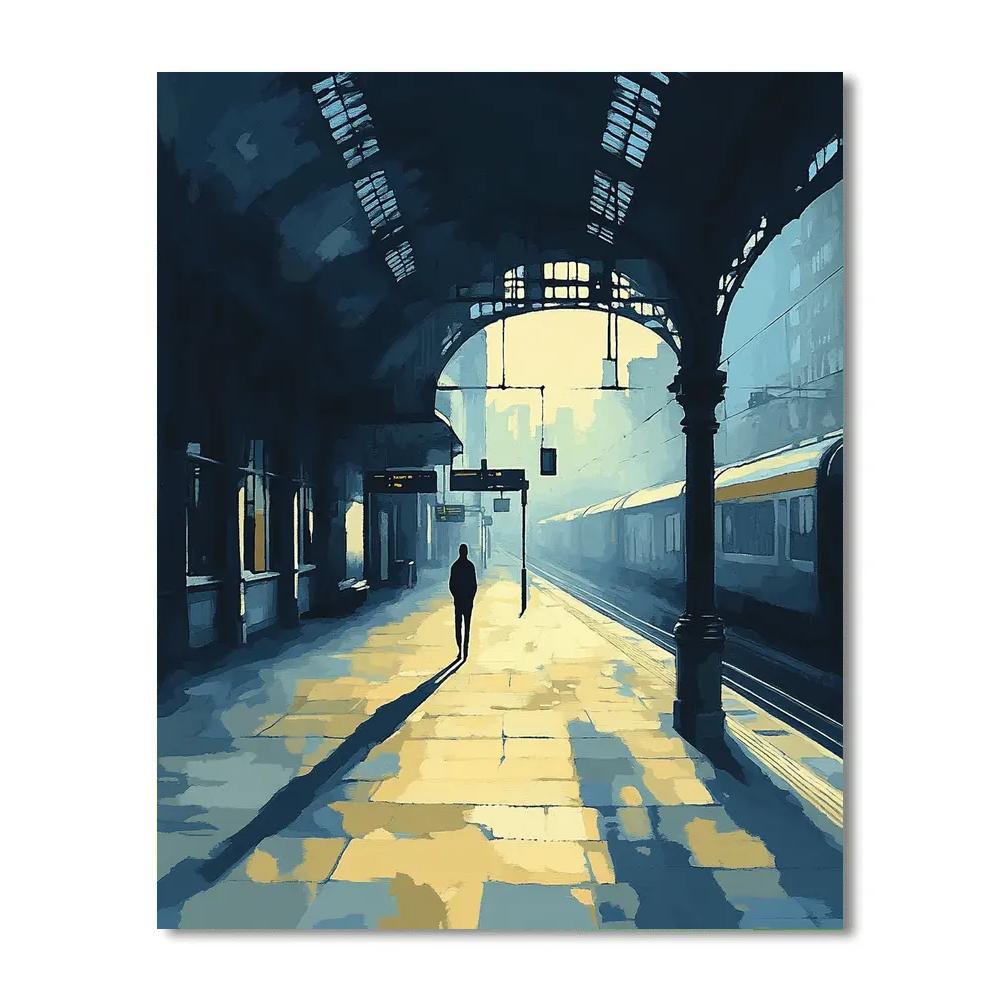 Hopper Inspired Train Platform Dawn Painting by numbers kit