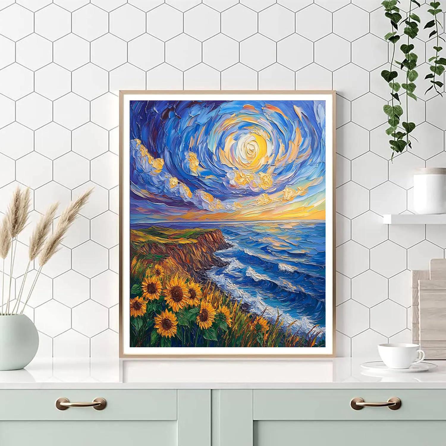 Van Gogh Inspired Sunflower Coastline Painting by numbers kit
