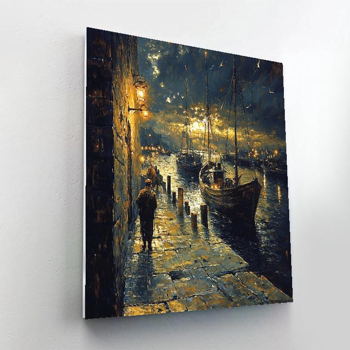 Rembrandt Inspired Old Harbor At Dusk Paint by numbers art