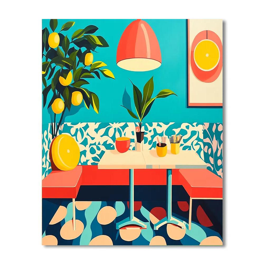 Henri Matisse Inspired Bright Café Interior DIY paint by numbers