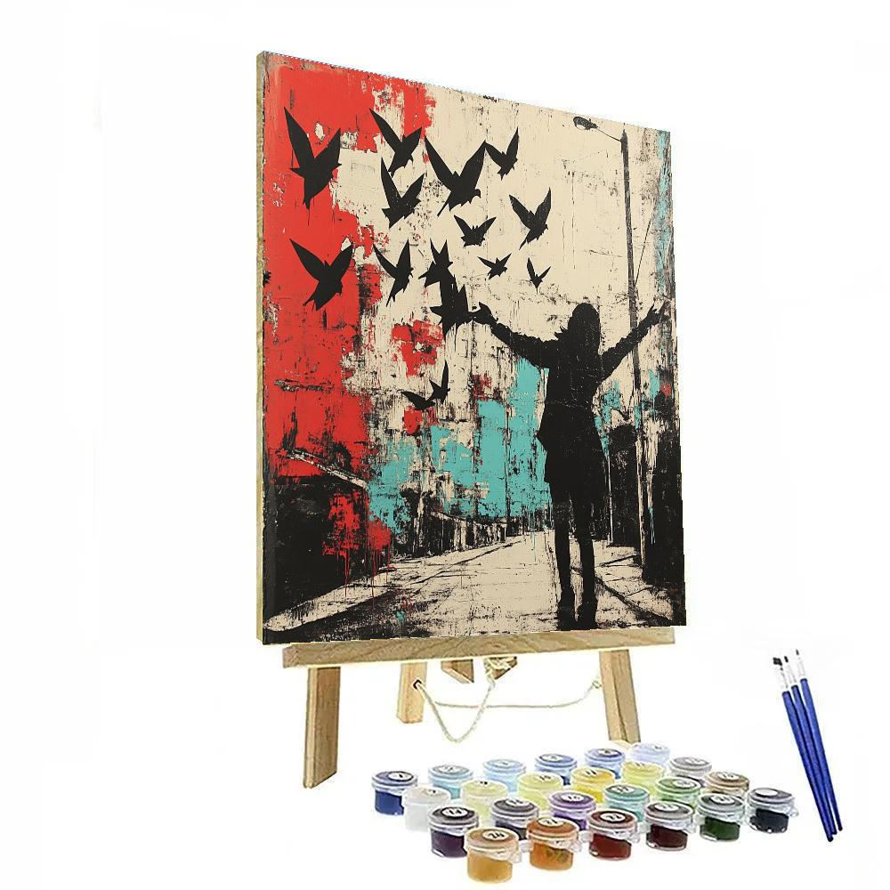 Banksy Inspired Suburban Protest paint by numbers