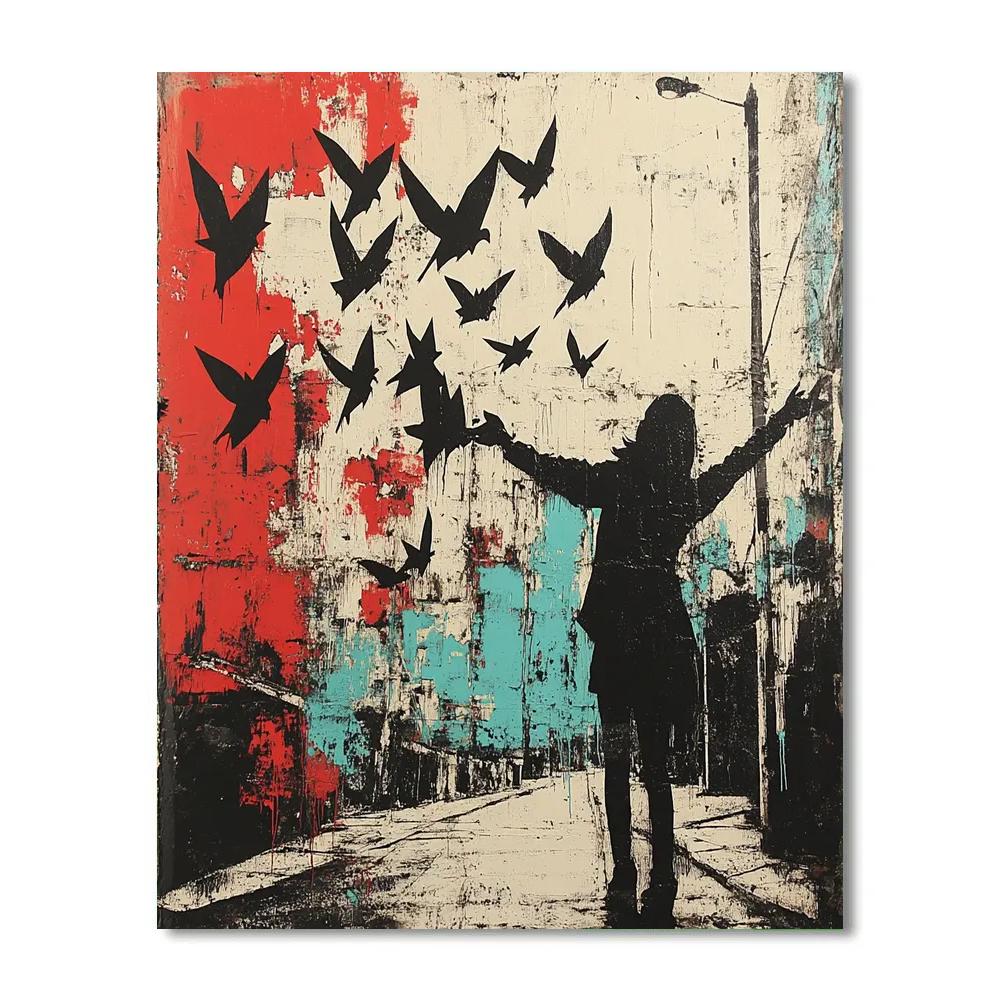 Banksy Inspired Suburban Protest paint by numbers