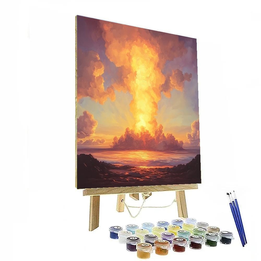 J.M.W. Turner Inspired Volcano At Sunset paint by color
