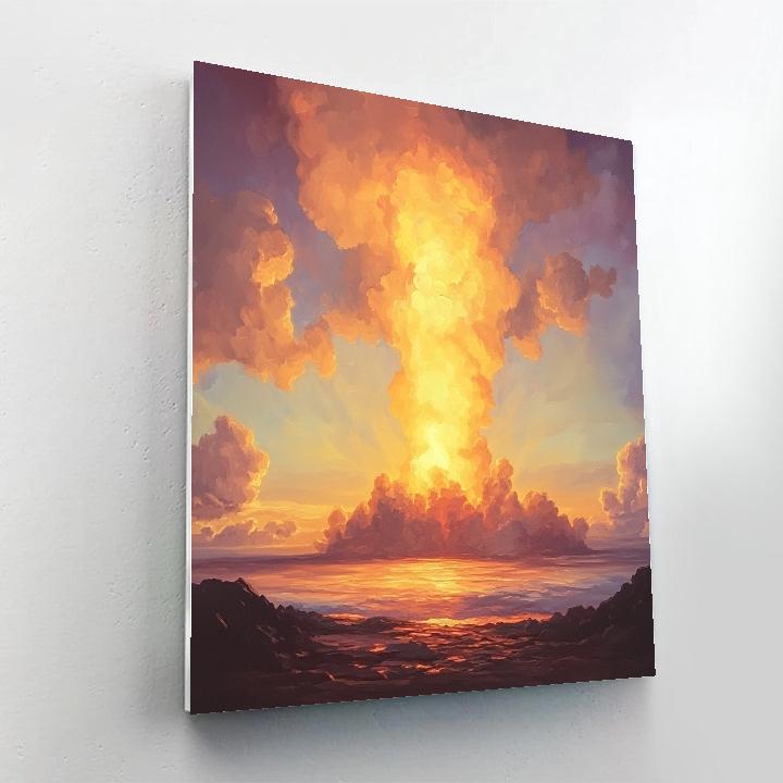 J.M.W. Turner Inspired Volcano At Sunset paint by color