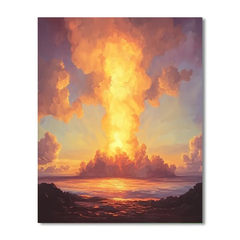 J.M.W. Turner Inspired Volcano At Sunset paint by color