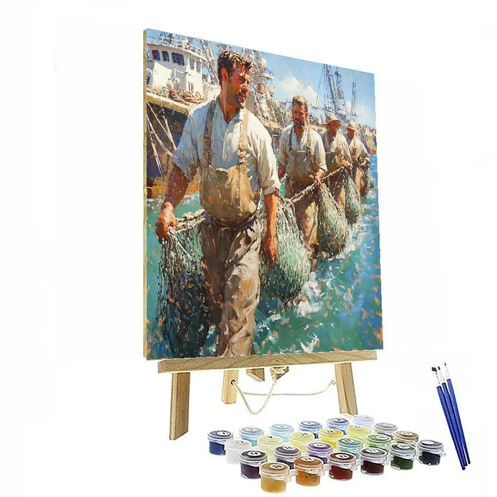 Gustave Courbet Inspired Fishermens Return Numbered painting kits